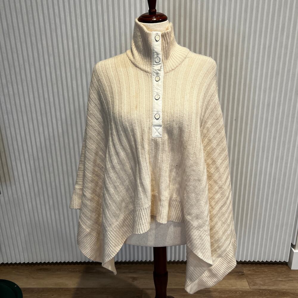 RALPH LAUREN Women's Knitted Buttoned Turtleneck Poncho Sweater Size M/L
